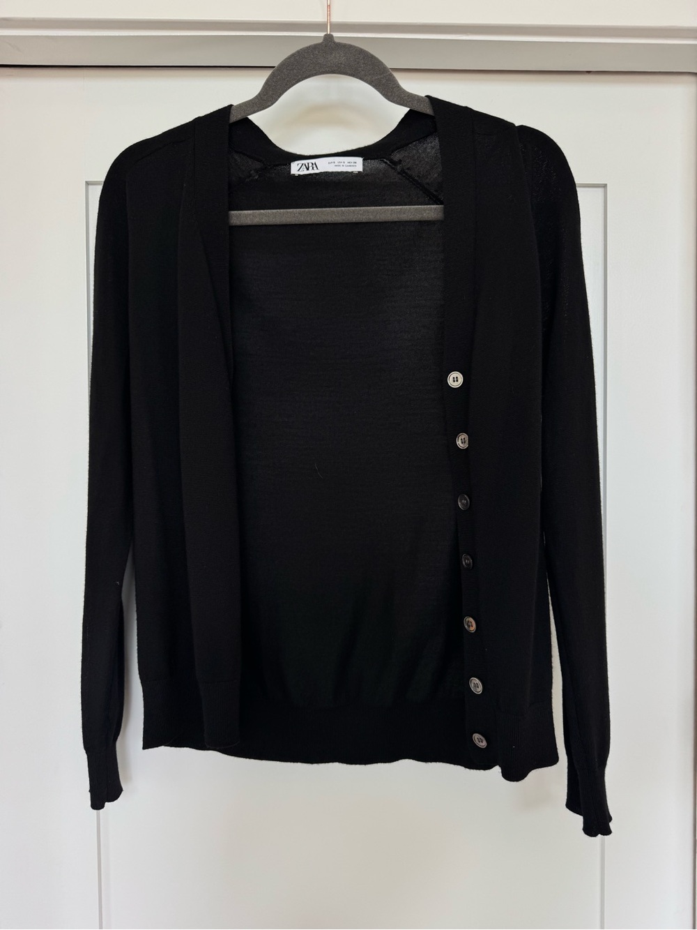 Zara Black Button-Front Lightweight Cardigan